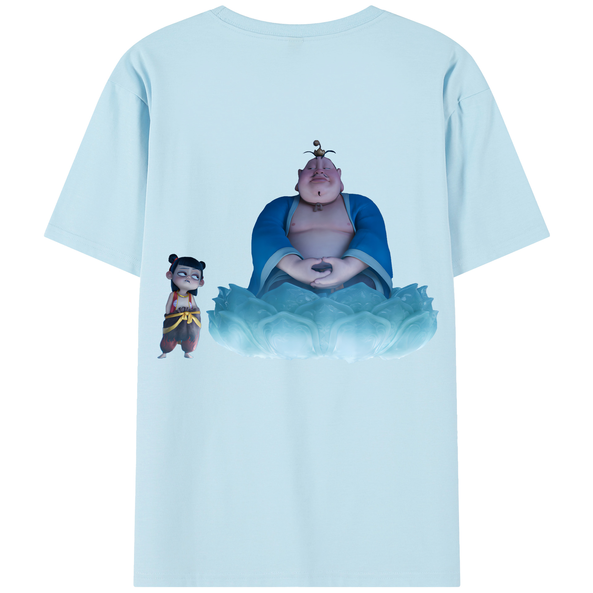 （画像用） Ne Zha 2 ナタ 魔童の大暴れ 綿100％半袖Tシャツ（背面プリント）